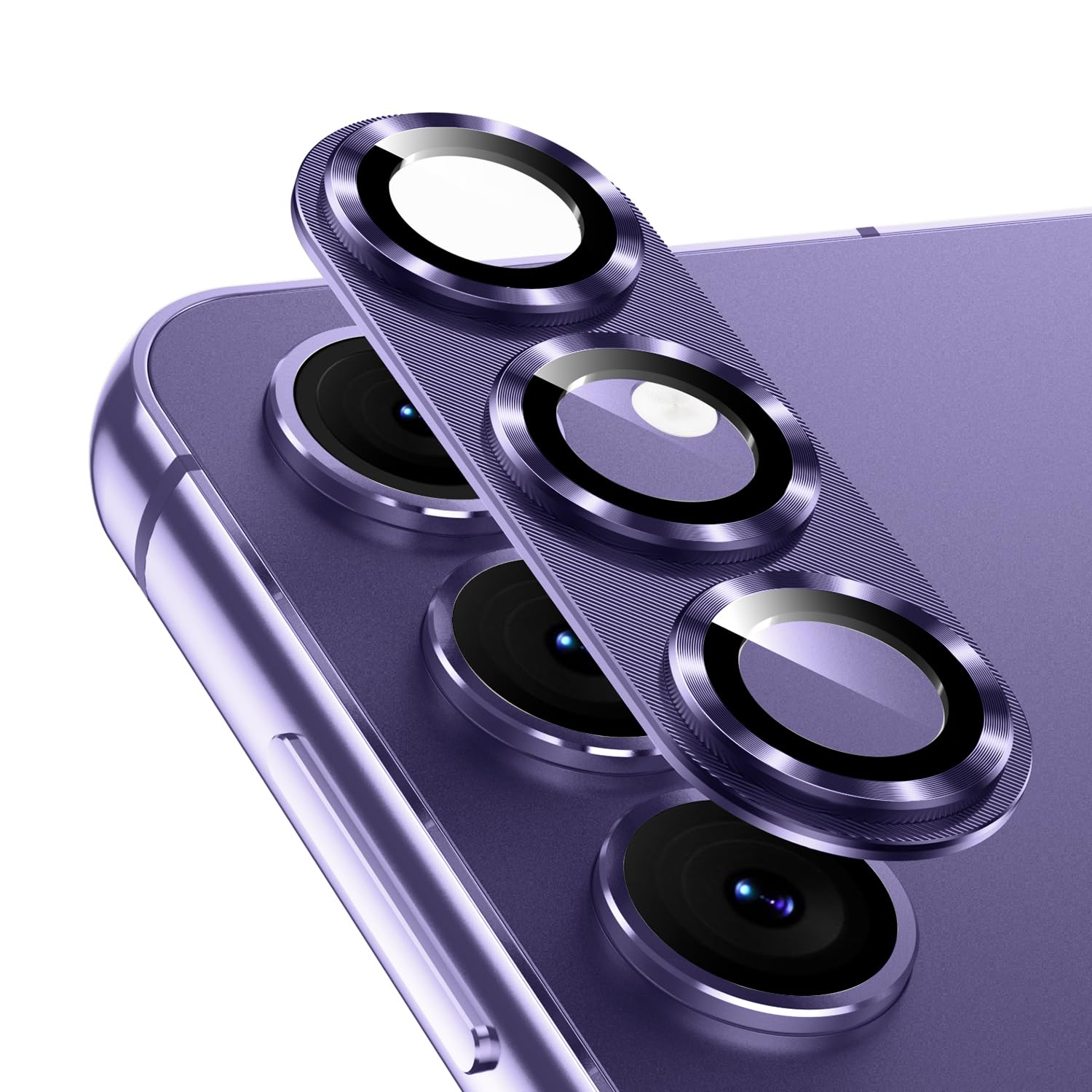 Korecase Camera Lens Protector for Samsung Galaxy S25 Metal Tempered Glass Film Cover, Strong Adhesion, 9H Hardness Anti-Scratch Rear Camera Lens Cover for Samsung S25 -Purple