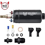 EVIL ENERGY External Fuel Pump 300LPH High Flow 12V 145psi Universal Fit for AN10 Inlet / AN6 Outlet