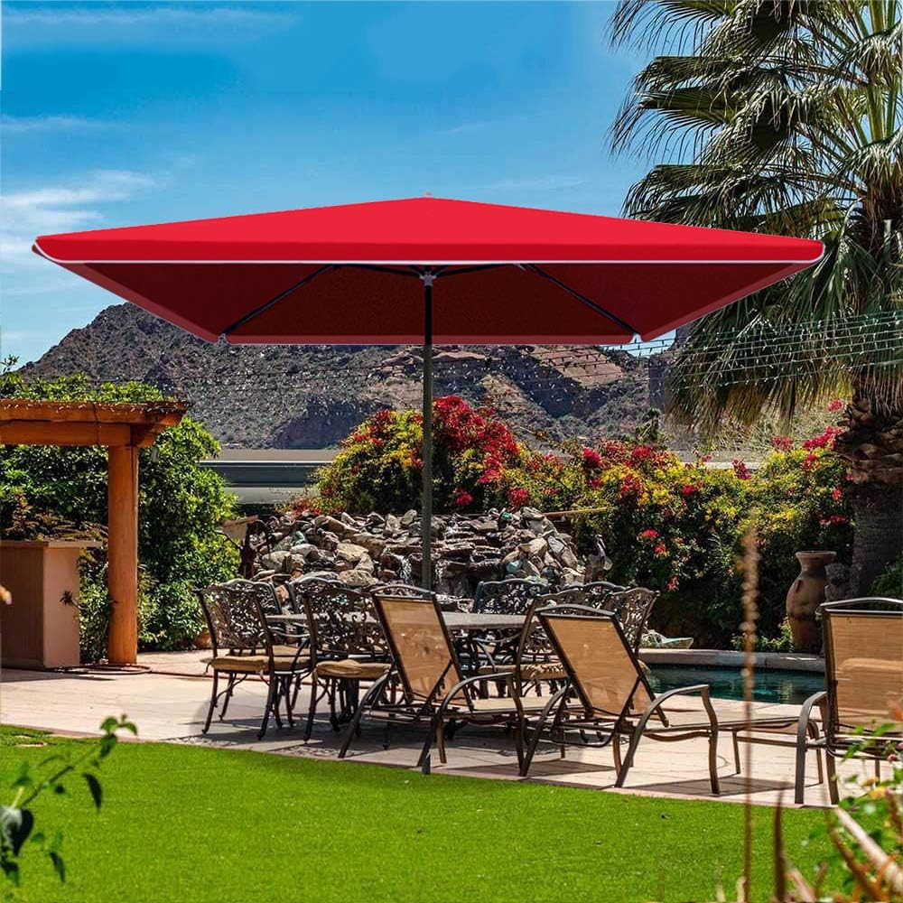 Rectangular Patio Umbrellas Outdoor Garden Parasol With Crank For Deck And Pool Market Table Umbrella Multi Size Blue Red Amazon Co Uk Kitchen Home