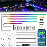 Dreamcolor Acrylic Interior Car LED Strip Light with Wireless APP, RGB 22 in 1 with 175 inches 612 LEDs Fiber Optic Strip Lights for Car, Dual Zone Symphony Neon Car Ambient Lighting