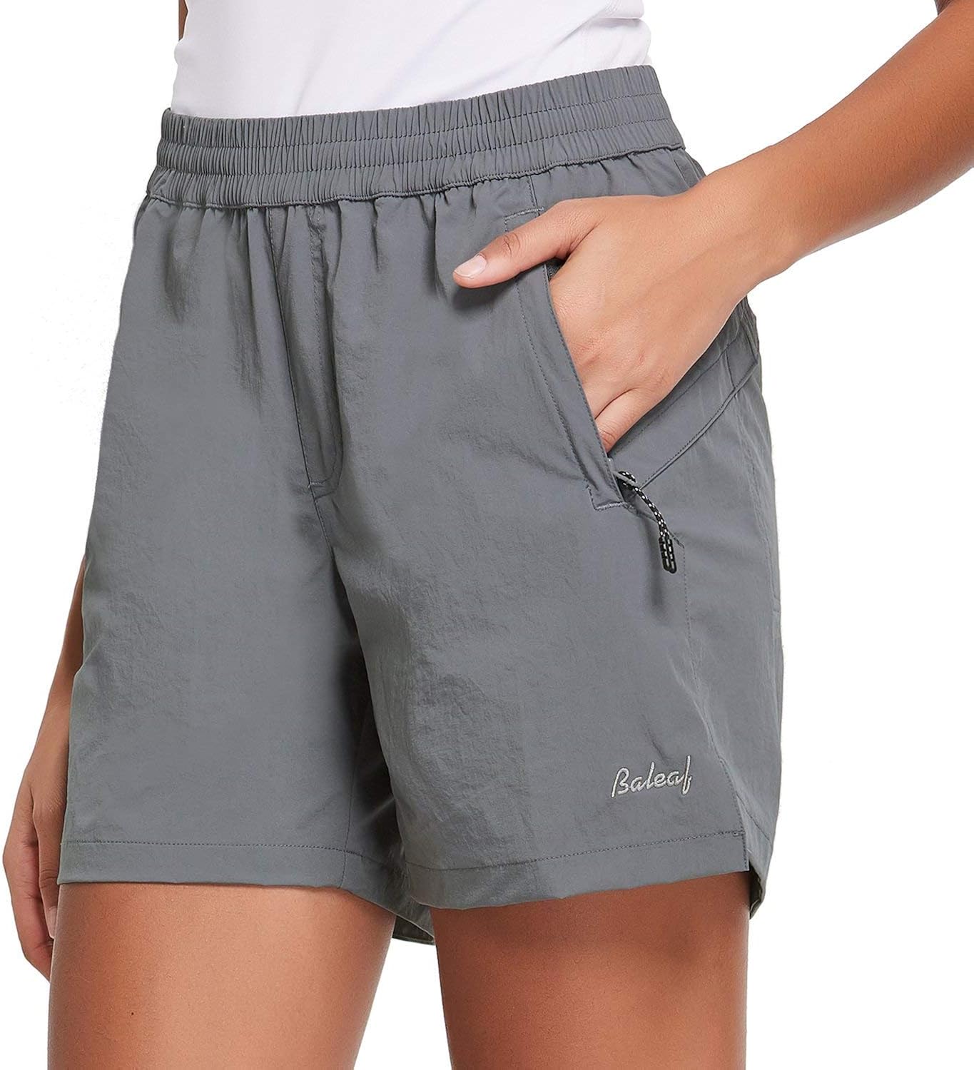 BALEAF Women's 5" Athletic Shorts Quick Dry Lightweight for Hiking, Workout, Running with Zipper Pocket UPF 50+ : Clothing