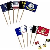 LUSEOAN US Military Toothpick Flag Set Army Armed Forces All Branche Small Mini Cocktail Fruit Cupcakes Toppers Food Stick Flags Decorations,100 Pack