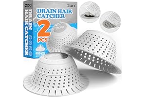 zaa Bathtub Drain Hair Catcher, Silicone Collapsible 2 Pack Drain Protector for Pop-Up and Regular Drains of Shower, Bathtub, Tub, Bathroom, Sink, White