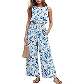 GRECERELLE Two Piece Sets for Women Sleeveless Crop Top Wide Leg Pants Sweat Set for Women Tracksuits 2026 Summer