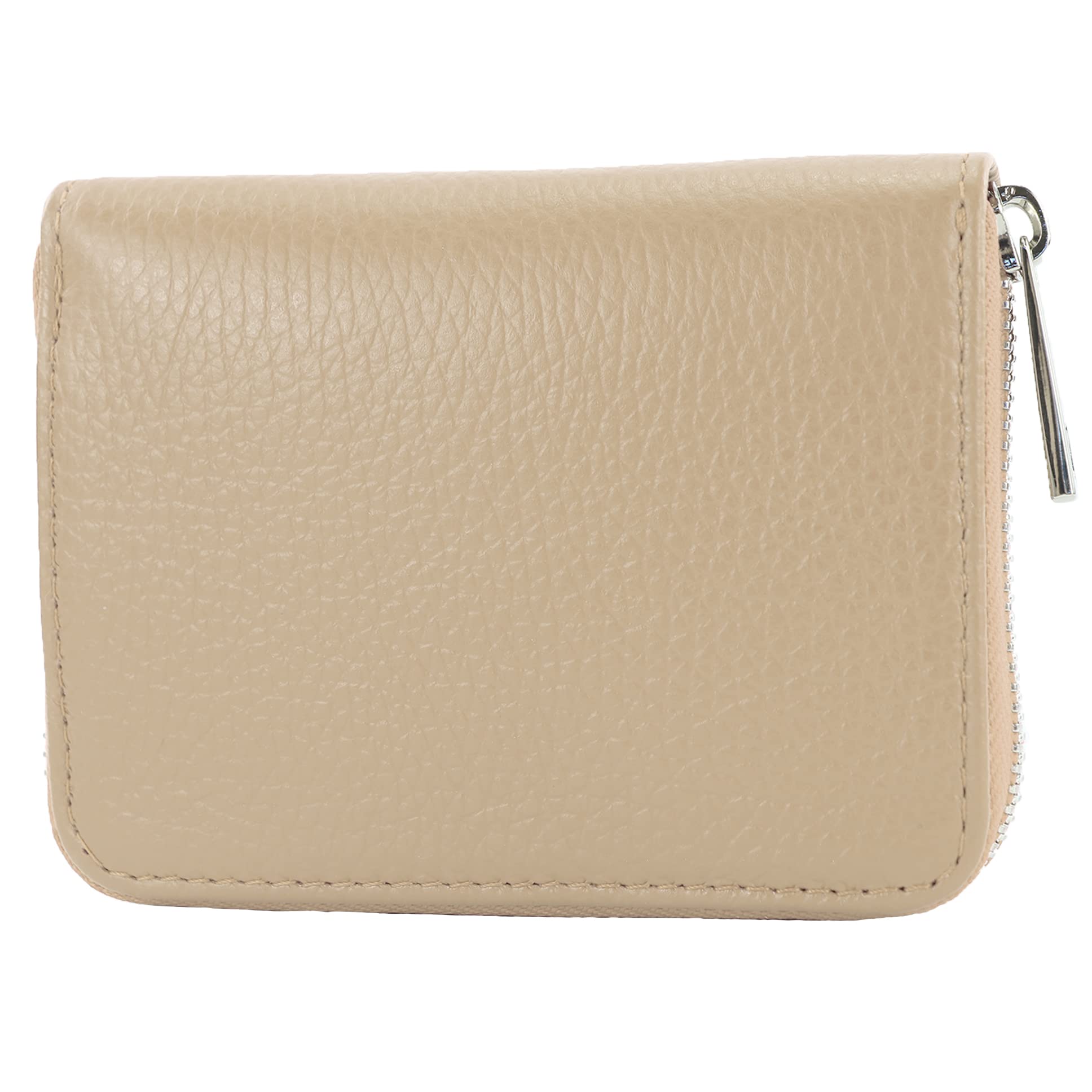 modamoda de - P04 - Italian ladies wallet genuine leather short, color: grey beige — image 1