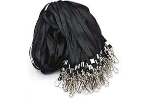 Beebel Lanyards 100 Pcs Lanyard for Id Badges Flat Lanyard with Badge Clip J-Hook