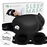Nidra Contoured Sleep Mask - Black, Standard Size | Sleep Masks for Women - Eye Mask for Sleep, Zero Pressure Fit, 100% Light