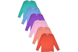 Girls/Boys/Toddler 6 Pack Athletic Performance Long Sleeve Undershirt Tops/Base Layer Cotton Stretch Shirts