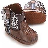 Karwuiio Toddler Baby Boys Girls Western Cowboy Boots First Walker Crib Shoes Soft Sole Non-Slip Moccasins Bootie