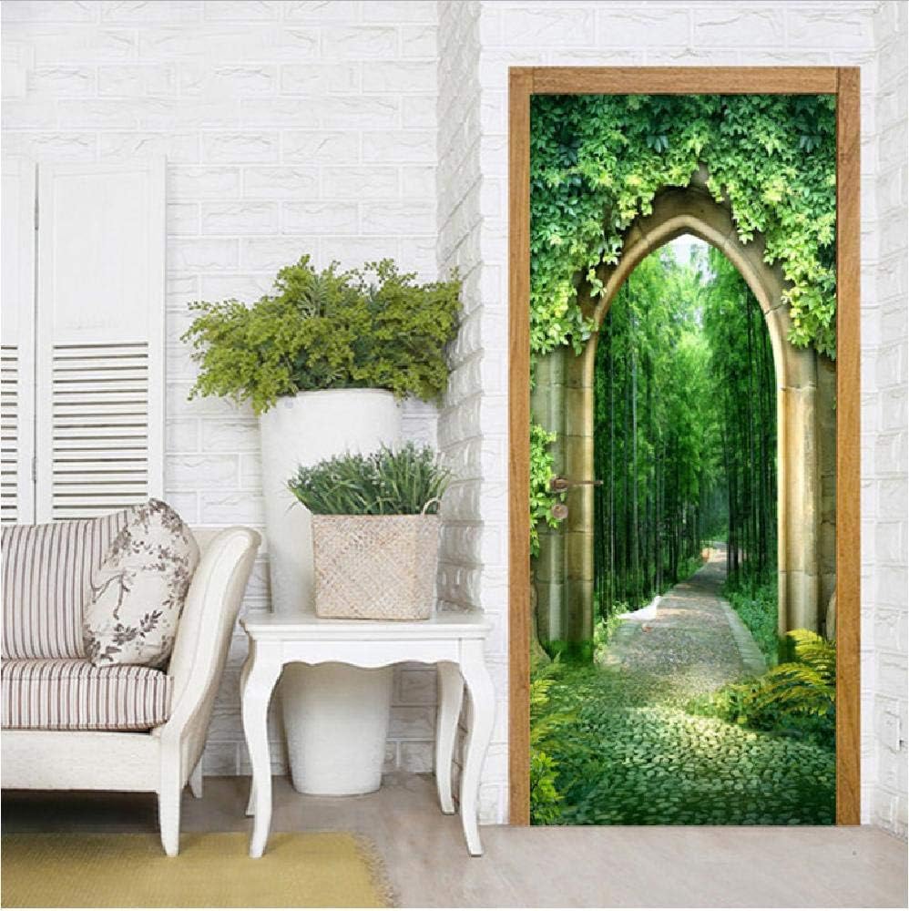 Amazon Com Wyttt Door Sticker Groen Bos Path Landschap Deur Sticker 3d Woonkamer Studie Interieur Behang 3d Deur Muurschildering Pvc Waterdicht Papel De Parede 77x200cm Home Kitchen