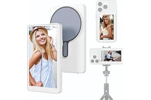 Maxkey Magnetic Phone Vlog Selfie Monitor Screen，Using Phone Rear Camera for Selfie Vlog Live Stream TikTok, Compatible with iPhone & Android， A Choice for Photography Enthusiasts (White)
