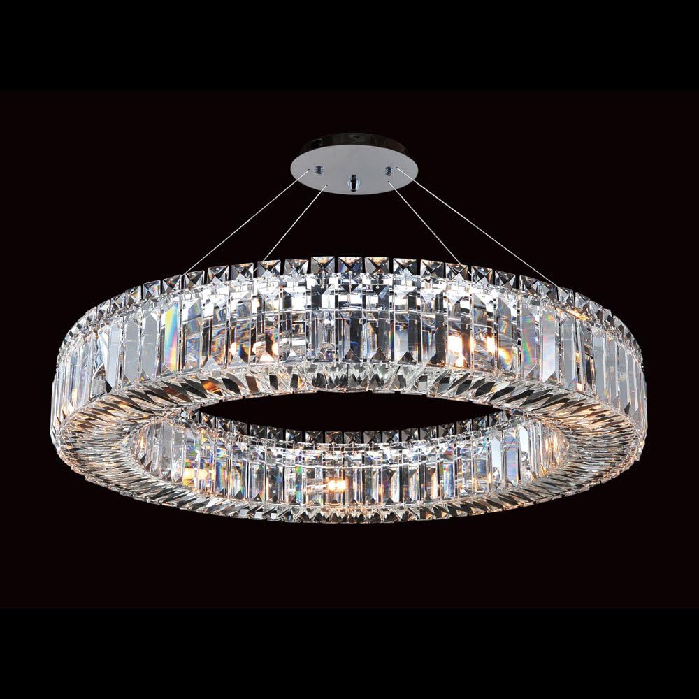 Allegri 11704-010-FR001 Quantum Rondelle - Nine Light Round Pendant, Firenze Clear Crystal