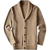 Men's Casual Slim Thick Knitted Shawl Collar Cardigan Sweaters Pockets
