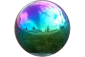 Lily's Home Gazing Globe Mirror Ball in Rainbow Stainless Steel. (8 Inch)
