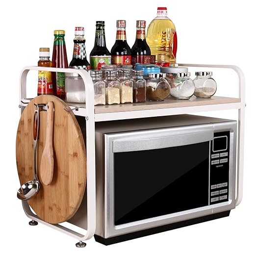 Acero Blanco 2 capa D37cm W59cm H47cm estante horno microondas ...