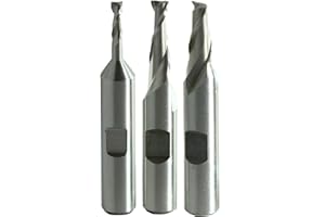 Drill America 3 Piece HSS End Mill Set, (1/8", 3/16" and 1/4") 2 Flutes 3/8" Shank