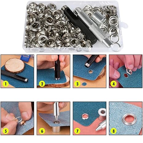 Fabric Tarpaulin Repair Kit With 150pcs Grommets Eyelets Kit 12mm