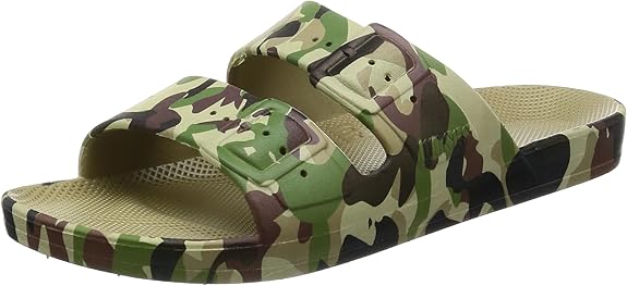 Amazon.com | Freedom Moses Women's Moses Two Band Slides, Army Khaki, Green, 7-8 Medium US | Slides