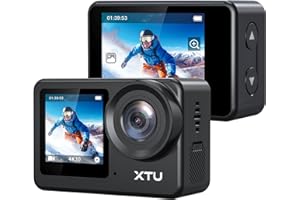XTU S6 4K30fps 20MP Action Camera with Image Stabilization 4.0-131 Feet Underwater Camera with 64G SD Card, Waterproof Sports Camera for Diving/Motorcycle, Remote/Voice Control, Touch Screen, Black
