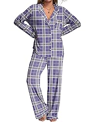 Ekouaer Womens Pajamas Set 2 Piece Button Down Pjs