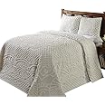 Better Trends 100% Cotton Chenille, Queen Size Bedspread, Soft Lightweight Ivory Coverlet Bedspread Set, All Season Medallion Design 102" x 110", 2 Standard Sham