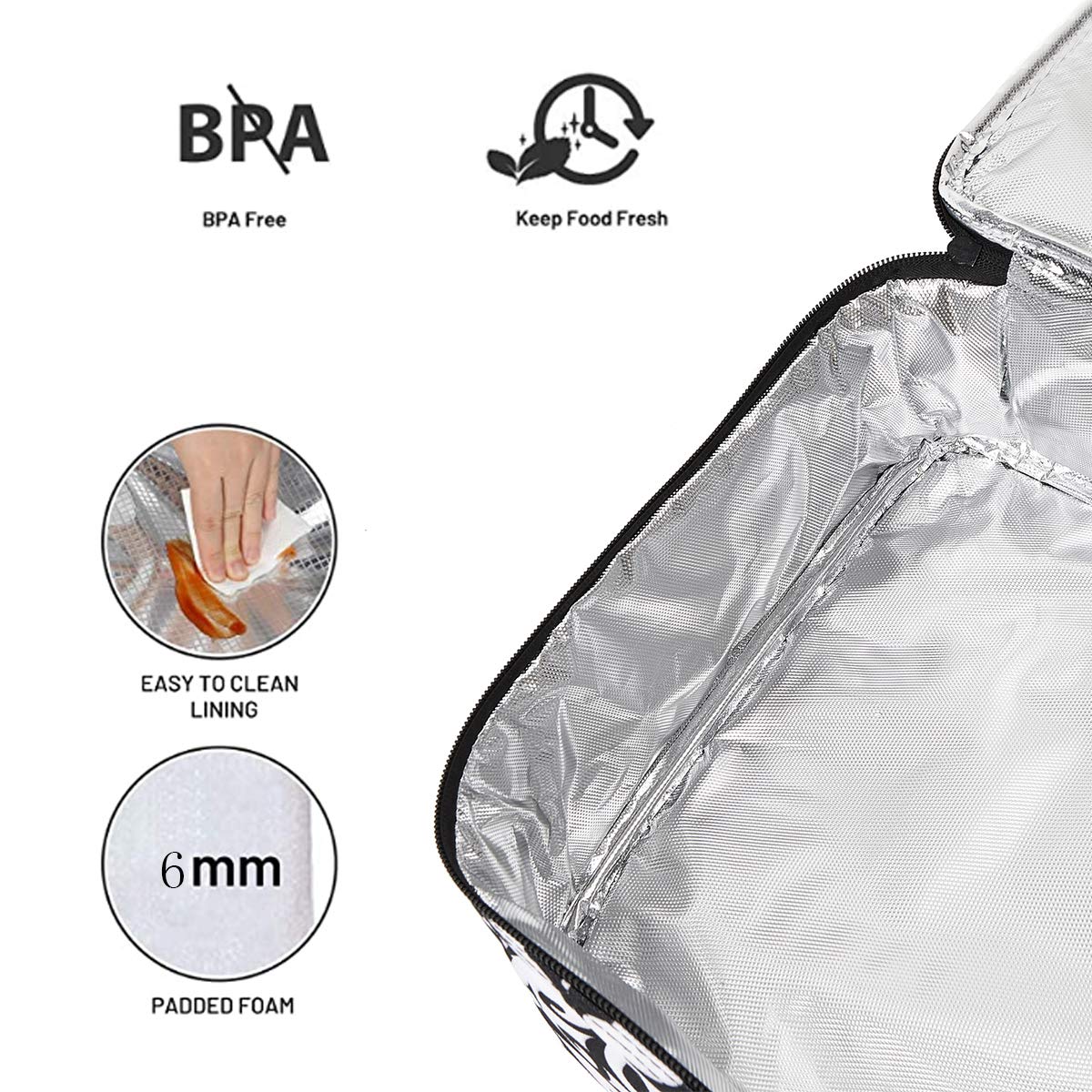 FATOLXX Insulated Casserole Carrier Bag Fits 9 * 13 Baking Dish Pan for Lasagna Lugger and Food Transport for Family Friend Gathering,Church Potluck Parties,Cookouts (Black White)
