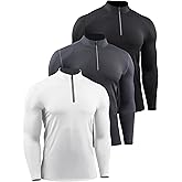 NELEUS Men's Compression Shirts 1/4 Zip Pullover Long Sleeved Running Shirts 3 Pack
