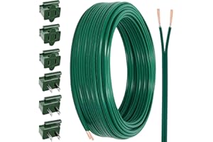 COMFYKIT 55FT SPT-2 18/2 Christmas Electrical Wire with 6PCS Vampire Plugs,18 Gauge 2 Conductor Electrical Wire,Low Voltage Landscape Lighting Wires,18 AWG Extension Cable for Christmas Holiday Outdoor Light