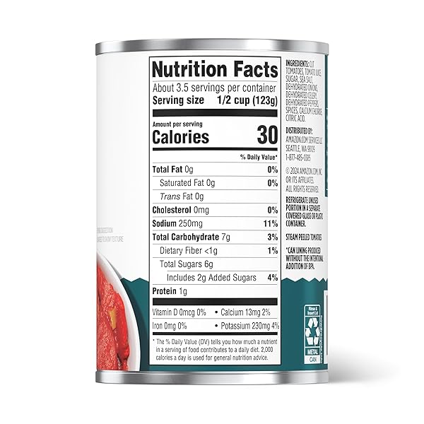 AMAZON GROCERY, STEWED TOMATOES, 14.5 OZ (PREVIOUSLY AMAZON FRESH, PACKAGING MAY VARY)