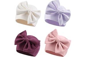 Bamery Newborn Baby Girl Hat Cotton Baby Bow Beanie Preemie Hats Spring Infant Hats for Girls 0-12 Months