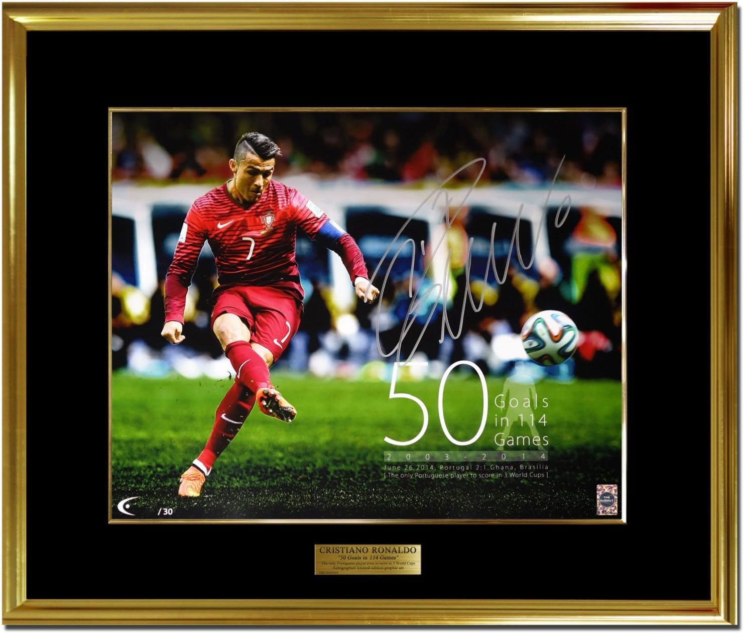 The Dugout ザ ダグアウト クリスティアーノ ロナウド選手 直筆サイン入り グラフィックアート 50 Goals In 114 Games Tdrp The Dugout ザ ダグアウト フォト カード コイン Amazon