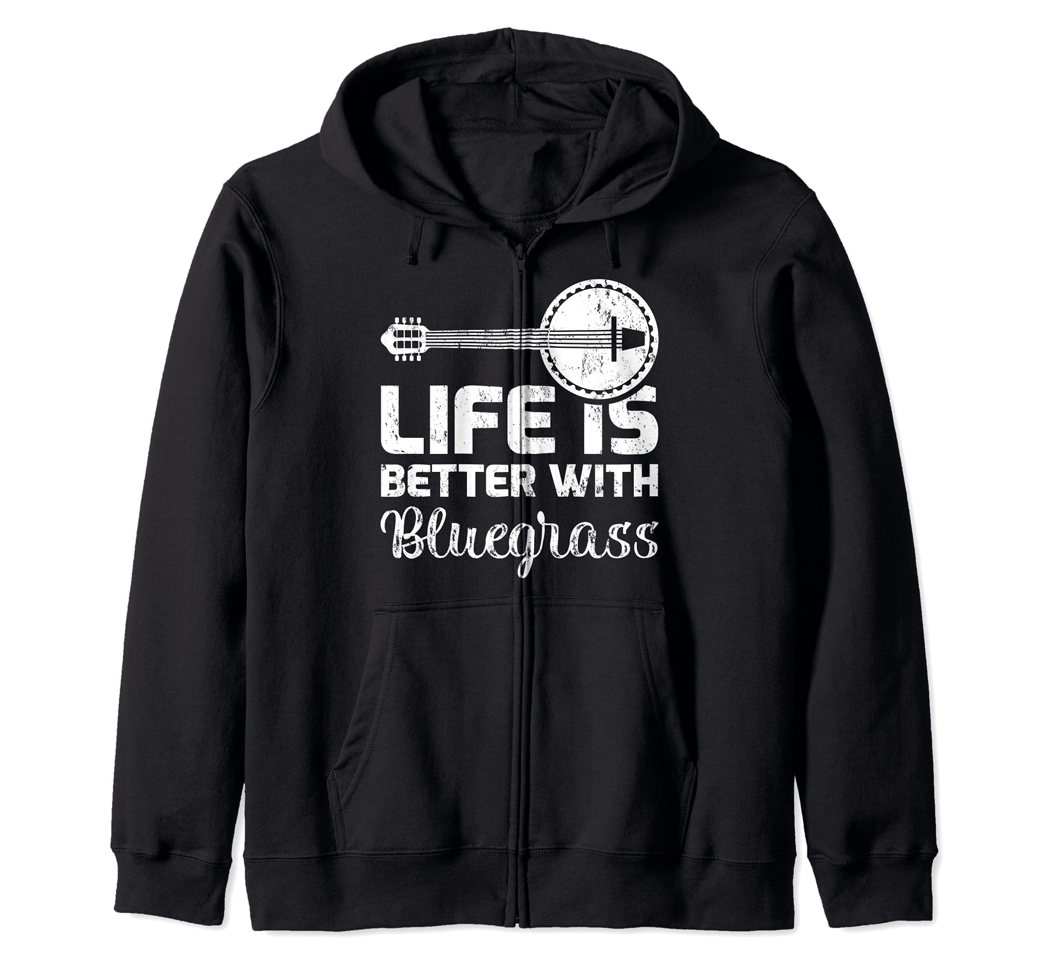 Banjo Guitar Lover Life Is Better With Bluegrass Music Zip Hoodie