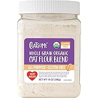 Oatsome Organic Oat Flour Blend, Whole Grain, Gluten-Free, All Purpose Flour for Baking, Vegan, 14 oz