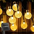 Solar String Lights Outdoor 60 Led 35.6 Feet Crystal Globe Lights with 8 Lighting Modes, Waterproof Solar Powered Patio Light
