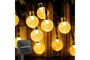 BRIGHTOWN Solar String Lights Outdoor 60 LED 36FT Crystal Globe Lights with 8 Lighting Modes, Waterproof Solar Powered Patio Lights for Garden Yard Porch Wedding Party Decor (Warm White)