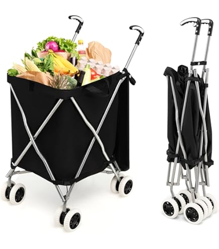 バッグ Picnic basket carry/shopping carry cart Amazon.com: SereneLife Folding Grocery Utility Shopping