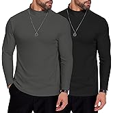 COOFANDY Mens Mock Neck Shirts Fleece Long Sleeve Tops Basic Pullover T-Shirts
