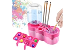 Paint Brush Cleaner Water Circulation Paint with Drain Paint Water Dispenser with Palette, Paint Brush Holder Paint Brush was