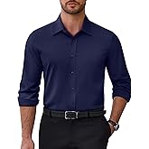 Alimens & Gentle Mens Dress Shirts Stretch Solid Wrinkle Free Button Down Shirt Casual Business Wedding Button Up Shirt