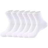 Eforwest Women's Thin Cotton Crew Socks - Soft Above Ankle Bootie Casual Dress Socks 6-Pairs