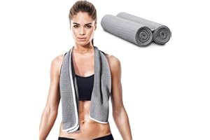 desired body Microfiber Cooling Towels for Neck and Face - 2 Pack 44x16.5” Mesh Quick Dry Gym Towels for Working Out with Waterproof Bag and Carabiner - Sweat Rag for Gym, Sports, Outdoor Activities
