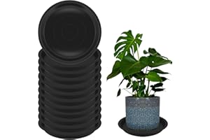 TNTIWQ 12 Pack 12 Inch Round Plant Saucers for Less 10 Inch Pot Indoors Outdoors Plant Trays for Pots Planter Saucer Plastic Drip Tray Planter Water Tray (Black, 12"(12pcs))
