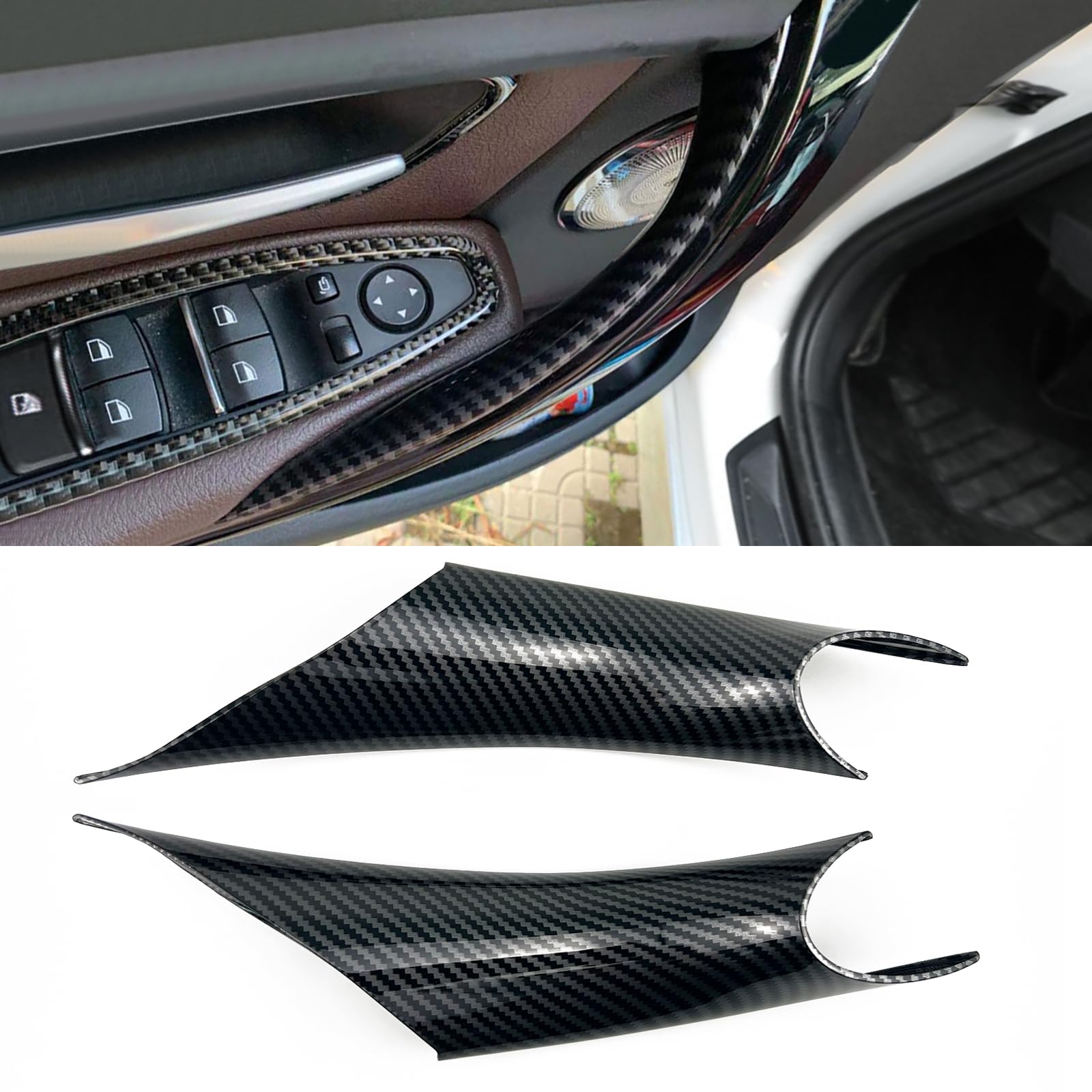 Photo 1 of CHUANGHUI Car Door Handle Cover Left and Right Interior Door Pull Handles Protective Decorate Covers for BMW 3 4 Series 3GT F30 F34 F36 M3 M4 320i 328i 330i 335i 340i (2PCS Carbon Fiber Color)