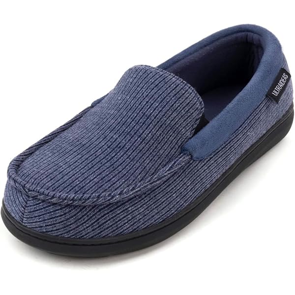 Zedzzz Men's Bertie Check Velour Bootee Slippers – Touch Fastening, Navy Blue, Size 9 US, Washable - View #10