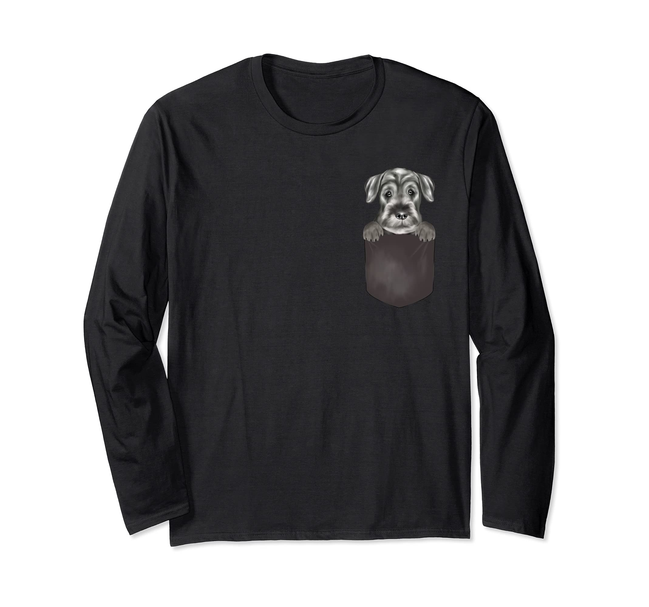 Dog In Pocket Funny Dog Lover Standard Schnauzer Long Sleeve T-Shirt