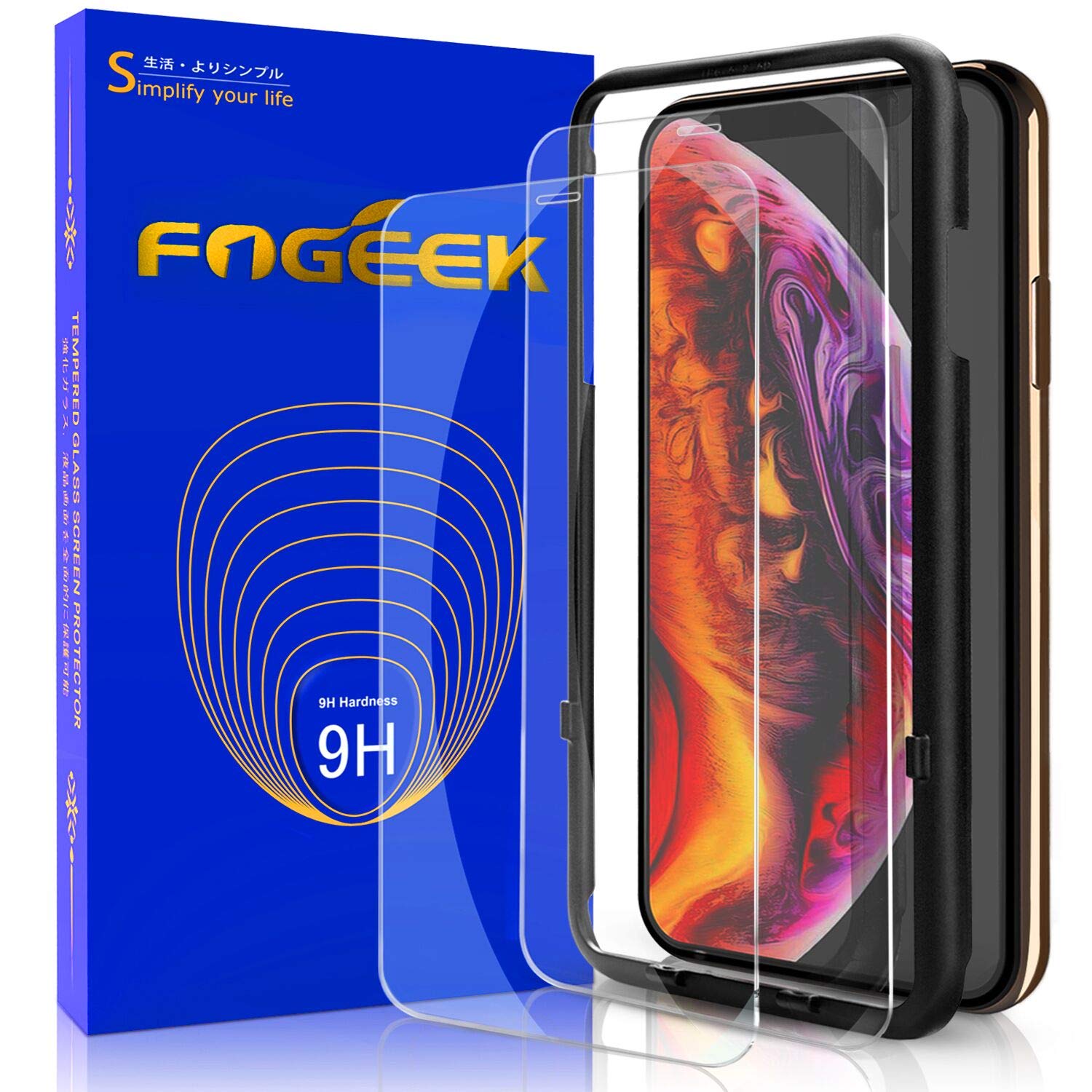 iPhone X, XS Screen Protector, FOGEEK 0.33mm Tempered Glass, [2 Pack] 9H Glass