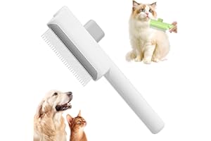 SCAPPOF Pet Hair Removal Comb Flea Comb, 2025 New One-Click Self-Cleaning Pet Hair Removal Combs, Pats Brush with Release Button, for Massaging and Cleaning Shedding Pets Hairs (White)