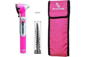 SAMARG Mini Otoscope with Light Ear Infection Detector and Pocket Ear Scope | Suitable for Kids, Adults, Doctors - Available in Multiple Colors (Pink)