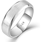 STARCHENIE 6mm Wedding Band Solid 925 Sterling Silver Ring for Men Comfort Fit Size 7-12