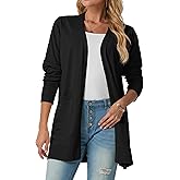 GRECERELLE Womens Lightweight Open Front Casual V-Neck Long Cardigan Sweater with Pockets, S-2XL